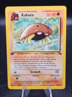 Pokemon TCG Kabuto Fossil 50/62 1st edition 1999 WOTC LP (Card #6) - Image 1