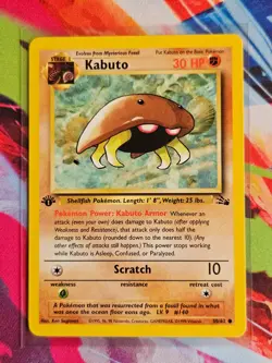 Pokemon TCG Kabuto Fossil 50/62 1st edition 1999 WOTC LP (Card #6) - Image 3