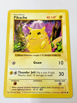 Auth Pokemon Card Pikachu Gnaw 58/102 40HP 1995 English from Japan - Image 1