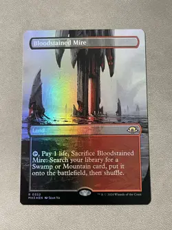 MTG Magic the Gathering FOIL Bloodstained Mire Borderless Modern horizons 3 NM - Image 1