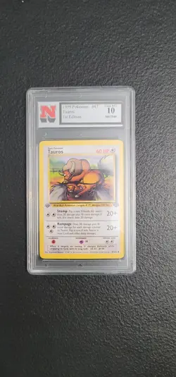 1999 Pokemon Jungle Set 1st Edition Tauros Graded - Image 2