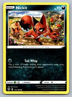 Pokemon TCG SWSH03: Darkness Ablaze Nickit 112/189 - Image 1