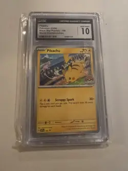CGC 10 GEM MINT Pikachu #190 Black Star Promo 2024 Pokemon World Championships - Image 1