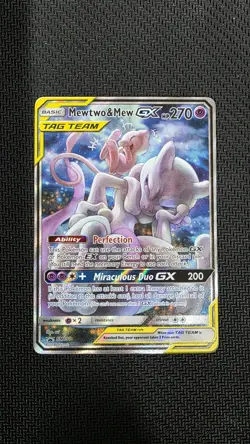 Mewtwo & Mew GX SM191 Tag Team Promo - Pokemon Sun & Moon Black Star Promo - Image 1