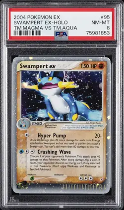 2004 POKEMON EX TEAM MAGMA VS TEAM AQUA #95 SWAMPERT EX-HOLO PSA 8 - Image 1