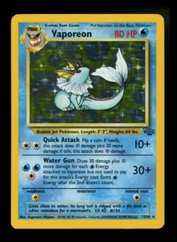 #3 Vaporeon 12/64 Jungle 1999 Holo Rare WOTC Pokemon Card TCG - Image 1