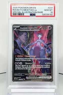 Pokemon TCG Destined Rivals Team Rockets Mewtwo EX Card 231/182 Chaser - Image 1