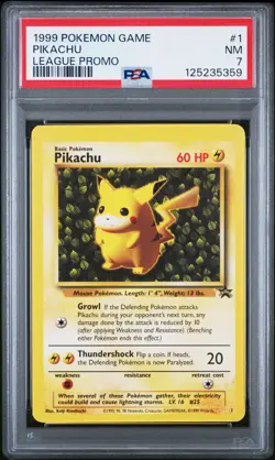 1999 POKEMON LEAGUE PROMO #1 PIKACHU PSA 7 - Image 1
