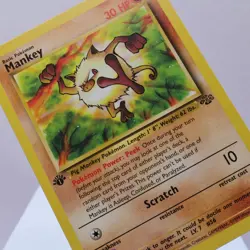 Pokemon TCG - Mankey 55/64 Jungle Common 1st Edition WOTC 1999 - EXC - Image 1
