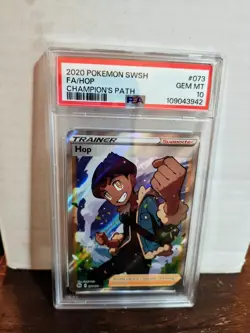 Pokemon TCG Hop Trainer Full Art PSA 10 - 073 Sword & Shield Champion's Path - Image 1