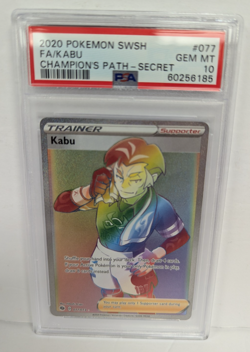 2020 Pokemon SWSH #077 FA/Kabu Champion's Path Secret PSA 10 185 - Image 1