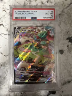 2020 POKEMON SWORD & SHIELD #142 FULL ART/SNORLAX VMAX PSA 10 - Image 1