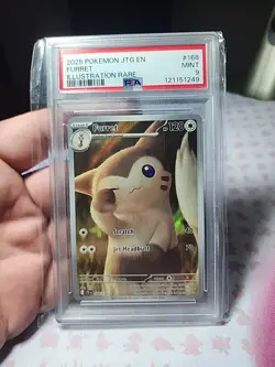 2025 POKEMON JTG EN-JOURNEY TOGETHER ILLUSTRATION RARE #168 FURRET PSA 9 - Image 1