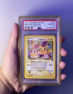 Pokemon OG 2001 Birthday Pikachu #24 Holo Black Star Promo PSA 10 - Image 1