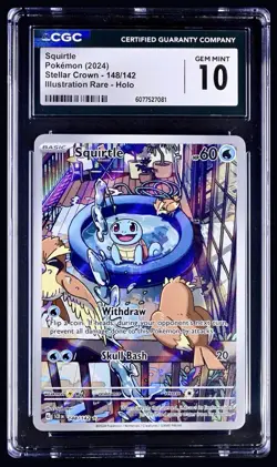 2024 Pokemon Squirtle Stellar Crown Illustration Rare Holo CGC 10 Graded - Image 1