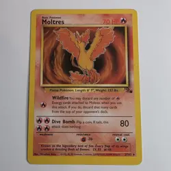 Pokemon TCG Fossil Moltres 27/62 Unlimited Non-Holo Rare MP 1999 - Image 1