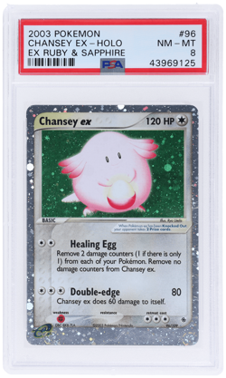 2003 Pokemon Ex Ruby and Sapphire Chansey Ex Holo #96 PSA 8 - Image 1