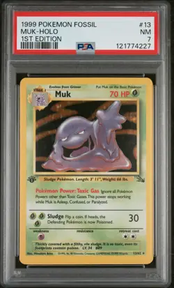 Pokemon Muk 13/62 Fossil Holo - 1st Edition - PSA 7 - Graded Trading Card NM - Image 1