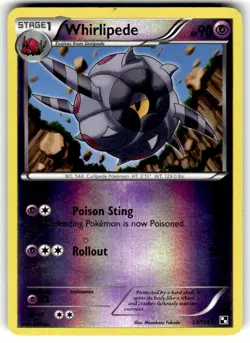 Pokemon 2011 Whirlipede Black & White REVERSE 53/114 Card NM - Image 1