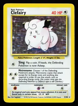 Clefairy 5/102 Holo Rare Base Set Pokemon Card - Image 1