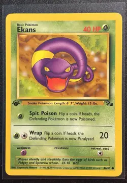 Ekans 1st Edition 46/62 Fossil Set Pokemon TCG WOTC - LP Card - Image 1