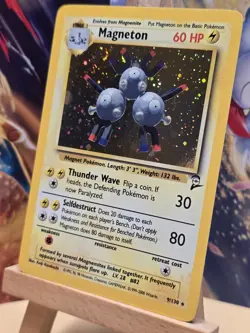 MAGNETON 2000 POKEMON ORIGINAL BASE SET 2 RARE HOLO 9/130 ??BIG SWIRL?? - Image 2