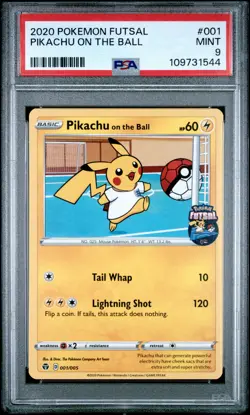 2020 POKEMON FUTSAL #001 PIKACHU ON THE BALL PSA 9 - Image 1