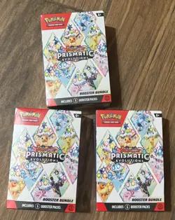 3x POKEMON PRISMATIC EVOLUTIONS BOOSTER BUNDLE LOT OF 3- NEW SEALED IN HAND - Image 1