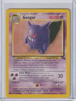Gengar 20/62 - Base Set - Non-Holo - Moderately Played (MP) - Vintage Pokemon - Image 1