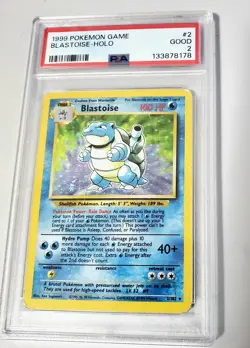 1999 Pokemon Blastoise 2/102 Holo Rare Base Set Unlimited Vintage PSA 2 GOOD - Image 3