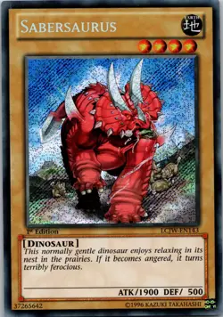 Yugioh Sabersaurus LCJW-EN143 1st Edition Secret Rare NM - Image 1