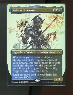 MTG Satoru Umezawa FOIL Borderless Kamigawa Neon Dynasty Buy A Box Promo x4 - Image 1