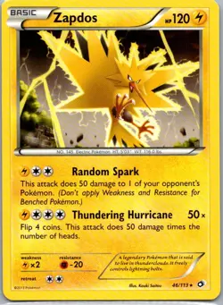 Pokemon TCG Zapdos 46/113 Legendary Treasures NM - Image 1