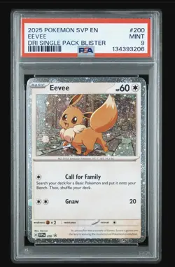 Pokemon Destined Rivals Pack Blister Eevee #200 Promo Cosmo Holo PSA 9 Swirl! - Image 1