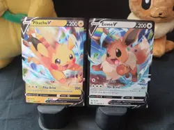 Pikachu V & Eevee V SWSH285 108/159 Ultra Rare Holo Pokemon TCG Crown Zenith NM - Image 1