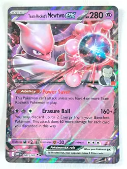 Team Rocket’s Mewtwo ex 081/182 Double Rare Destined Rivals Pokemon Near Mint NM - Image 1