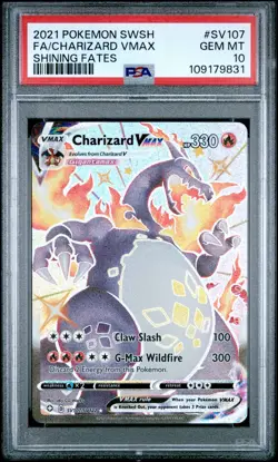 2021 POKEMON SWORD & SHIELD SHINING FATES #SV107 FULL ART/CHARIZARD VMAX PSA 10 - Image 1