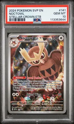2024 POKEMON SVP EN-SV BLACK STAR PROMO #141 NOCTOWL STELLAR CROWN ETB PSA10 - Image 1