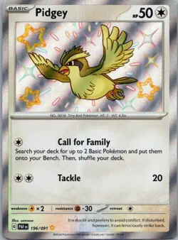 Pidgey 196/091 Baby Shiny Holo Paldean Fates Pokemon Card Near Mint - Image 1