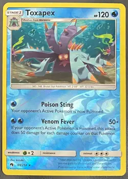 Toxapex 69/214 Reverse Holo Rare Lost Thunder Set | LP | Pokemon Card TCG - Image 1