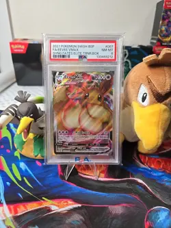 Pokemon TCG Eevee VMAX SWSH087 Shining Fates ETB Promo Card PSA 8 - Image 1