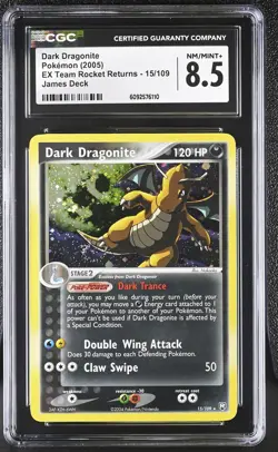 CGC 8.5 Dark Dragonite EX Team Rocket Returns 15/109 Holo SWIRL Pokemon Card - Image 1