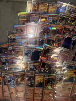 120+ Pokemon Holographic Holo Card Lot Fire Energy Type Charmander Entei Moltres - Image 1