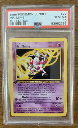 1999 Pokemon Jungle #22 Mr. Mime 1st Edition PSA 10 - Image 1