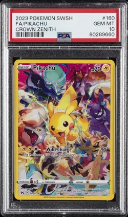 2023 POKEMON SWORD & SHIELD CROWN ZENITH #160 FULL ART/PIKACHU PSA 10 - Image 1