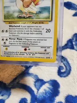 Pokemon - Pidgeotto - Base Set 1999-2000 4th Print 22/102 - Rare - LP - Image 2