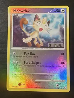 2008 Pokemon TCG DP Legends Awakened Meowth STAMPED Promo Rev Holo 106/146 MP - Image 1