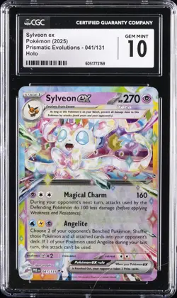 2025 POKEMON PRISMATIC EVOLUTIONS HOLO #041 SYLVEON EX CGC 10 GEM MINT - Image 1
