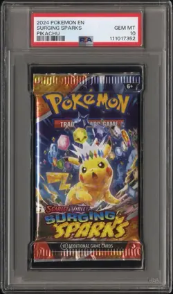 2024 Pokemon EN S&V Surging Sparks Booster Pack Pikachu PSA 10 GEM MINT - Image 1