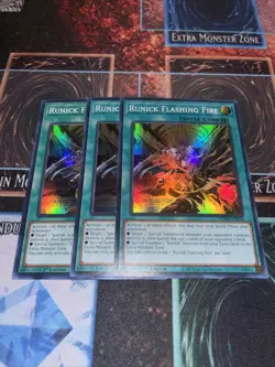 Yugioh - x3 Runick Flashing Fire TAMA-EN030 Super Rare - Playset - Image 1